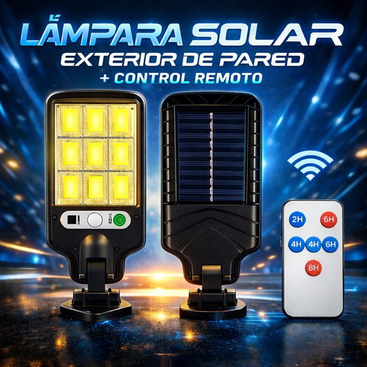 Lámpara Solar Exterior de Pared + control remoto - SunPower Pro