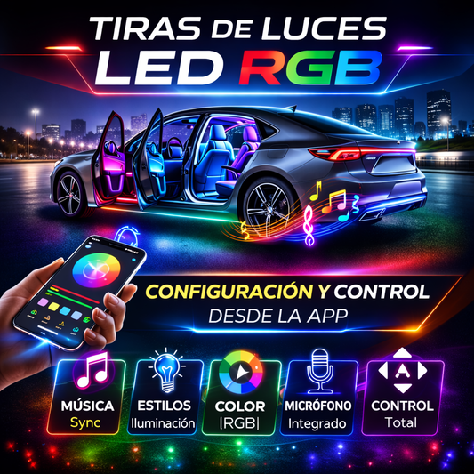 BARRAS DE LUZ LED RGB PARA INTERIOR DE AUTO - NITRO RGB