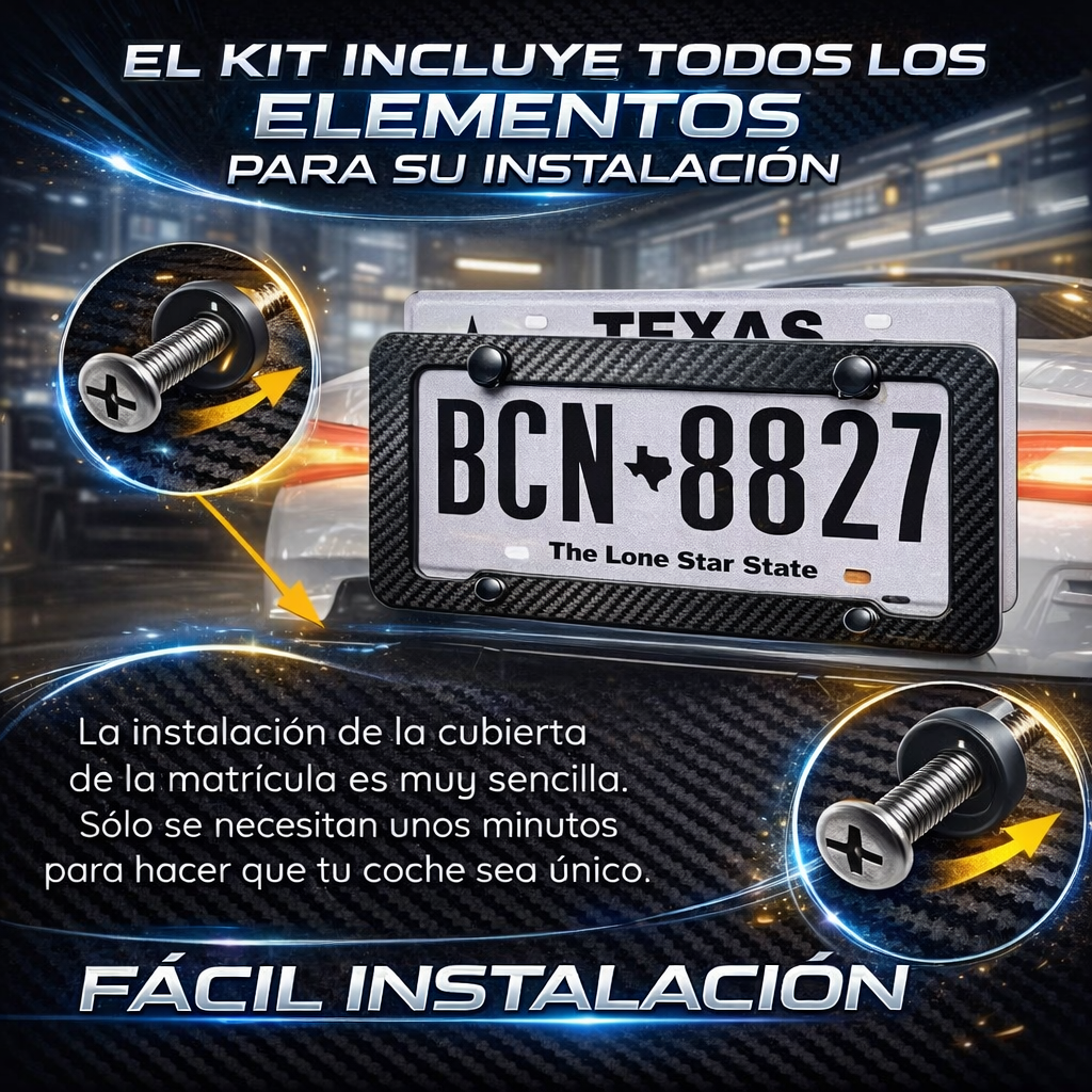 2 Marcos de Fibra de Carbono para Matricula de Auto - Carbon Shield