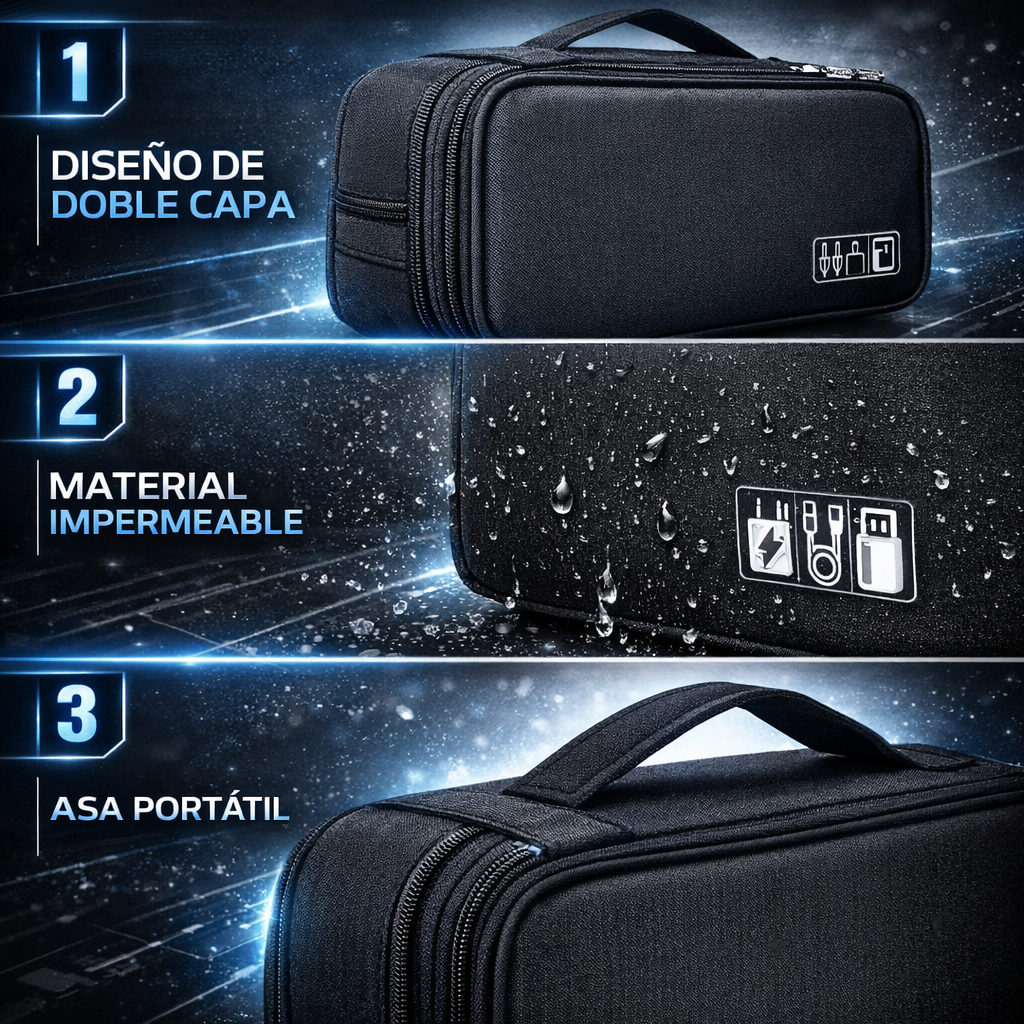 Organizador para Cables Bolsa de Almacenamiento de doble compartimiento - CASE PRO