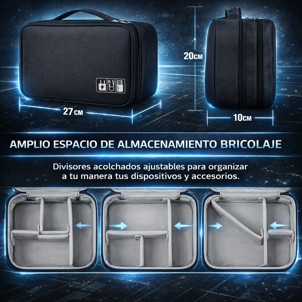 Organizador para Cables Bolsa de Almacenamiento de doble compartimiento - CASE PRO