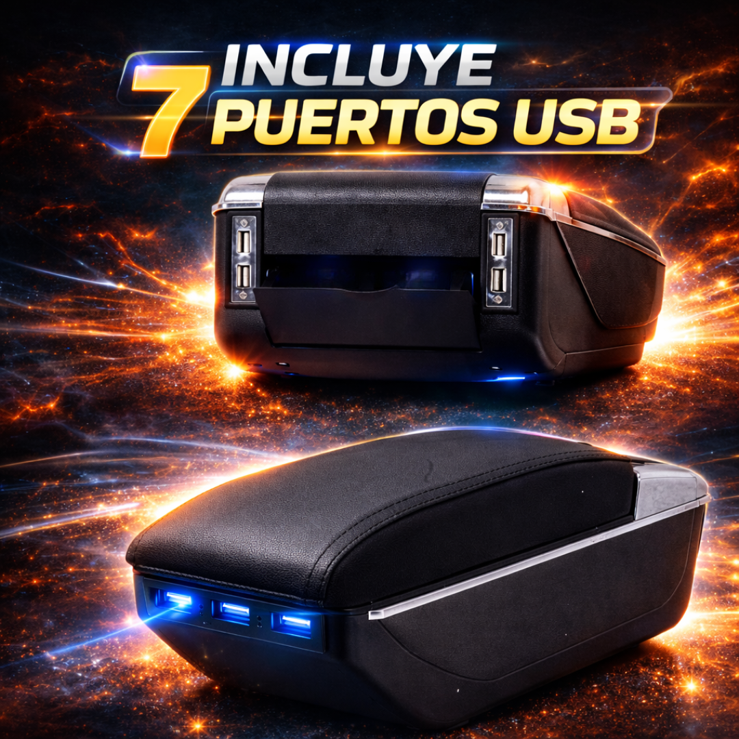 Apoya Brazos Universal para Auto con 7 Puertos Usb y Portavaso - RoadLink Station