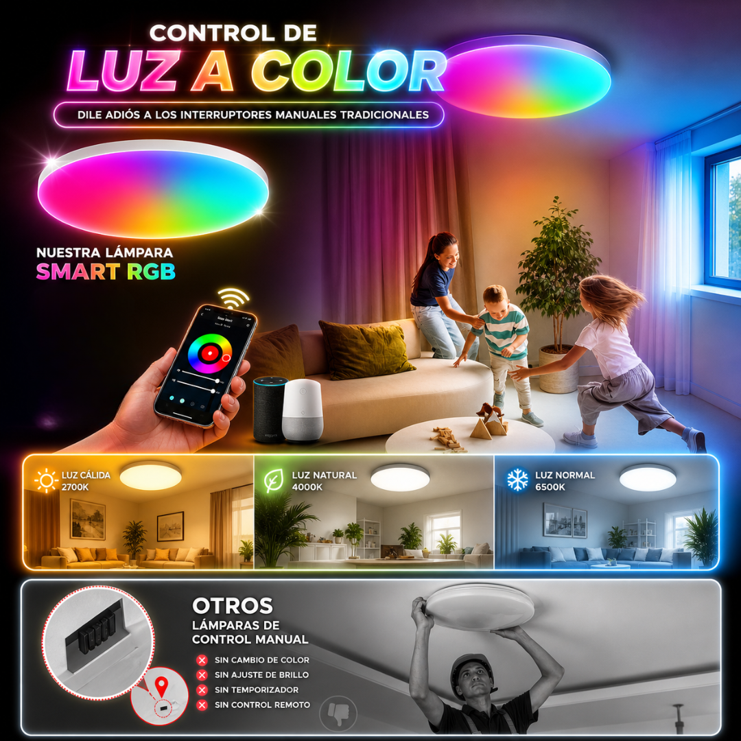 Lampara Redonda De Techo Inteligente Rgb 30cm - AURA Smart