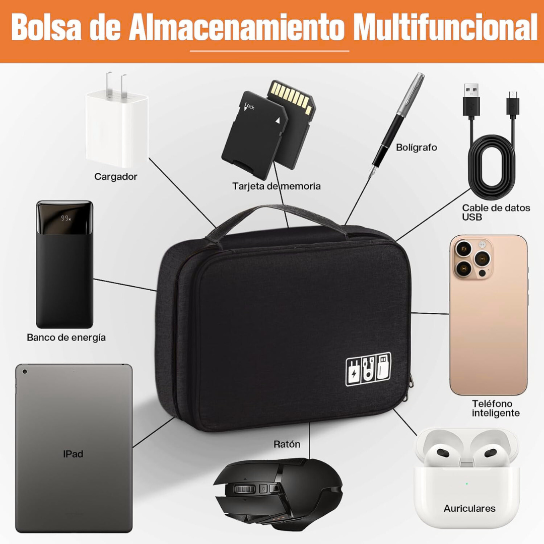 Organizador para Cables Bolsa de Almacenamiento de doble compartimiento - CASE PRO
