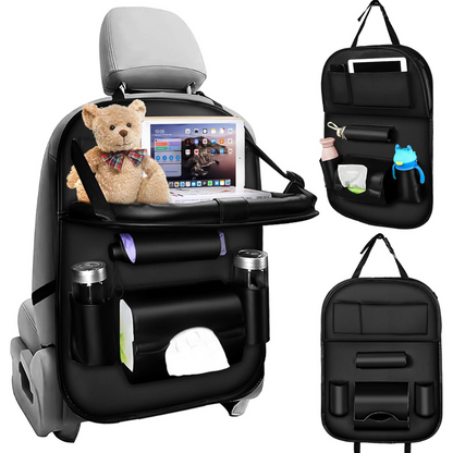 Organizador Premium de Cuero con Bandeja para Asiento de Auto - Deluxe