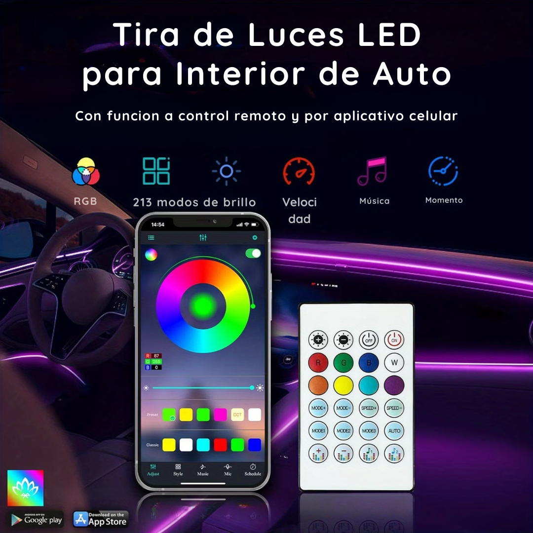 TIRA DE LUCES LED PARA INTERIOR DE AUTO - AUTOSHINE