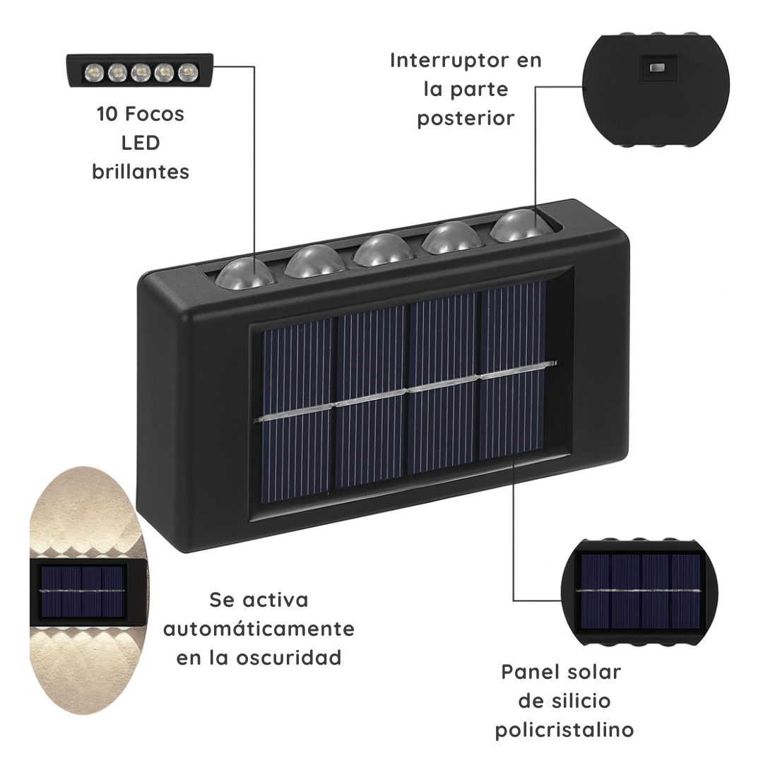 Pack 2 Lamparas Solar LED Decorativas de pared - Premium SolarGlow