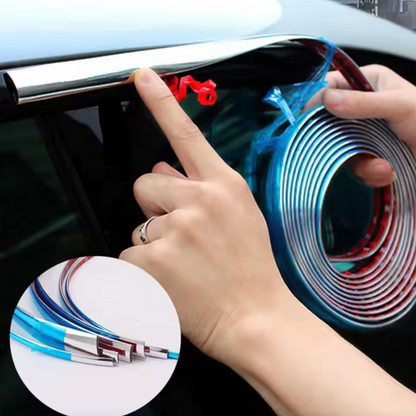 Moldura cromada autoadhesiva protección contra rayones para autos - Rollo de 3 metros