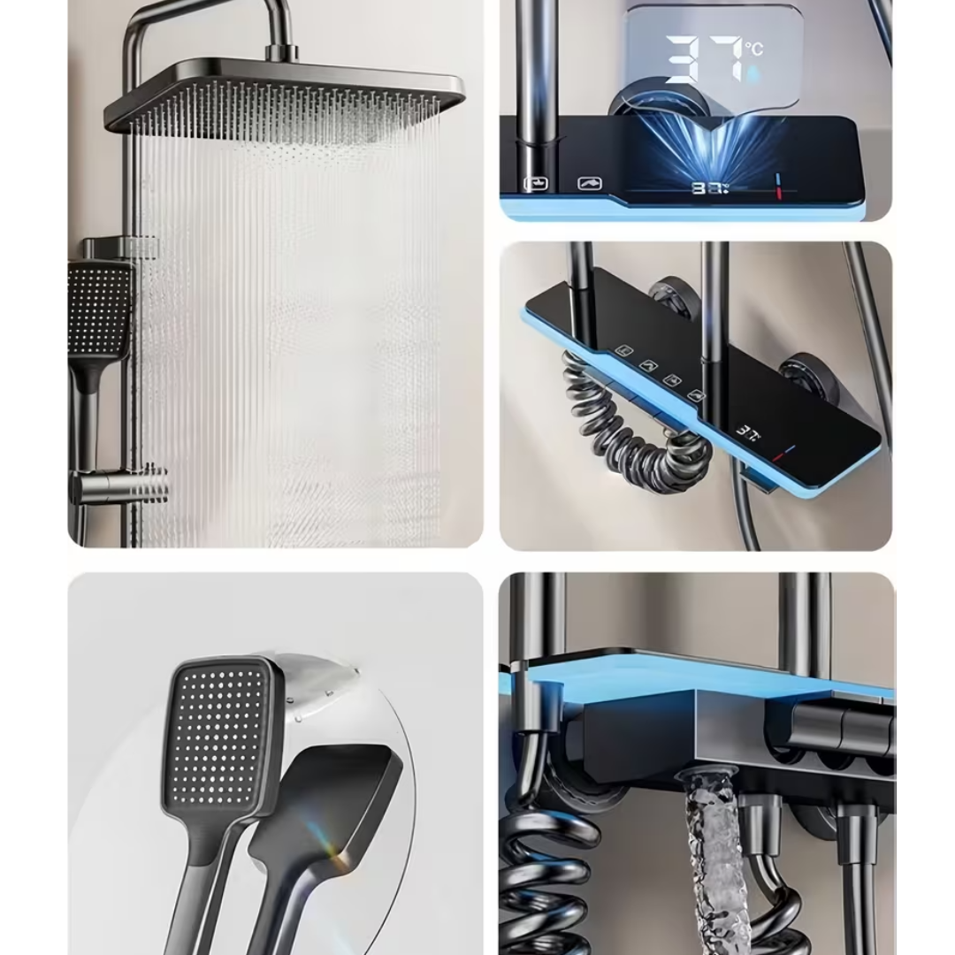 Sistema De Ducha De Lujo Con Luces y Pantalla Digital - LuxCascade Pro