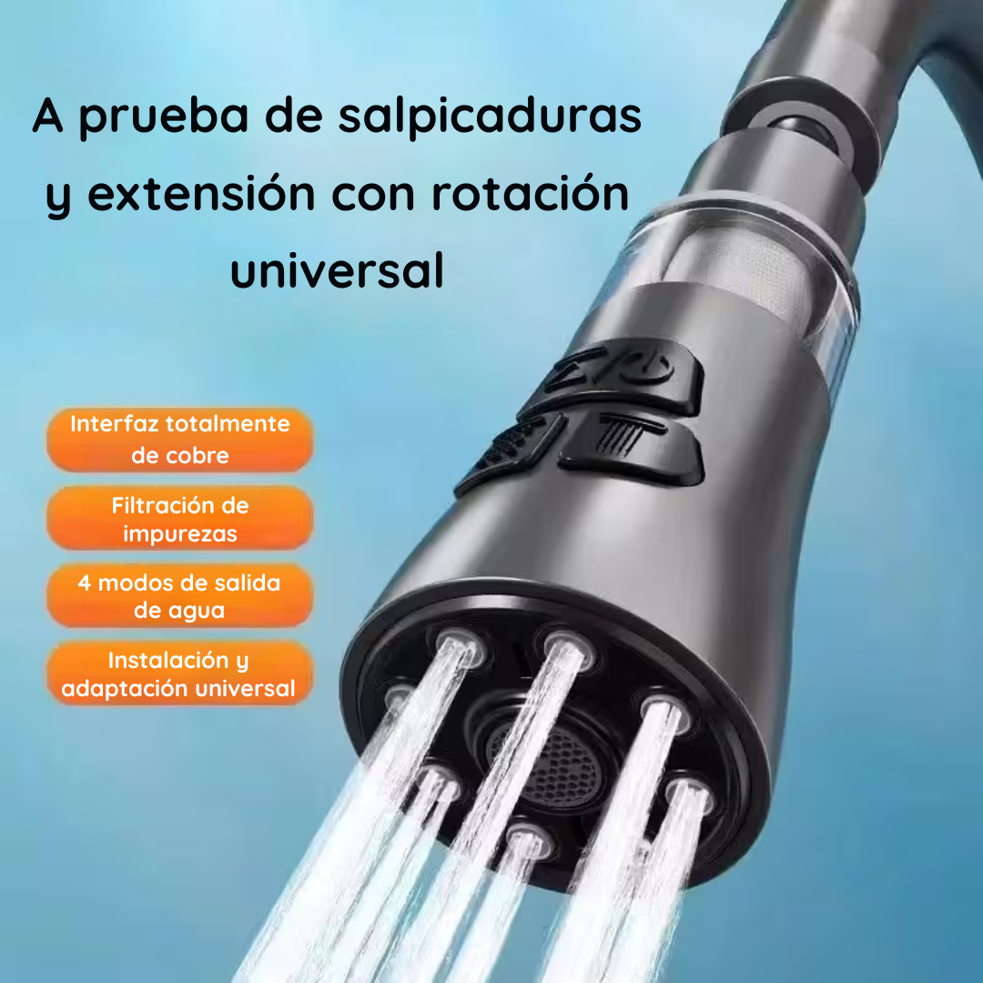 Adaptador para Grifos 360° Con Filtro Rociador - Aqua360 Pro