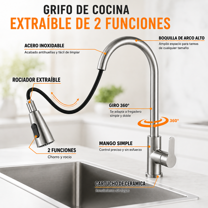 LLAVE DE COCINA MONOCOMANDO - MULTIGRIFO 360