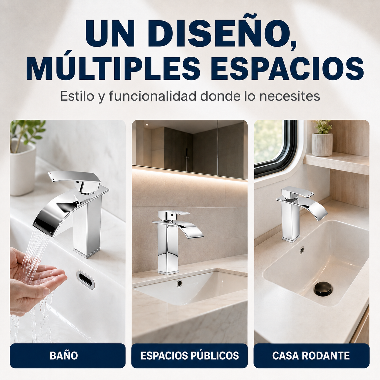 Llave Monocomando para Lavamanos - Cascada Deluxe