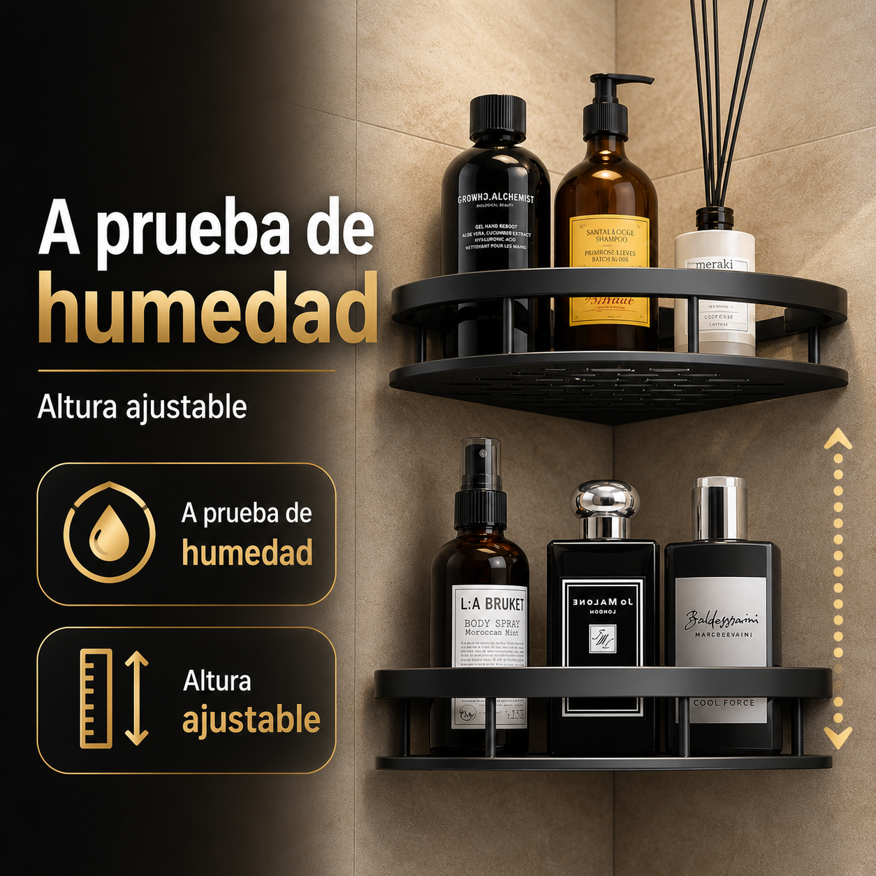 ESQUINERO ESTANTE ORGANIZADOR DE ACERO PARA BAÑO - 1 UNIDAD