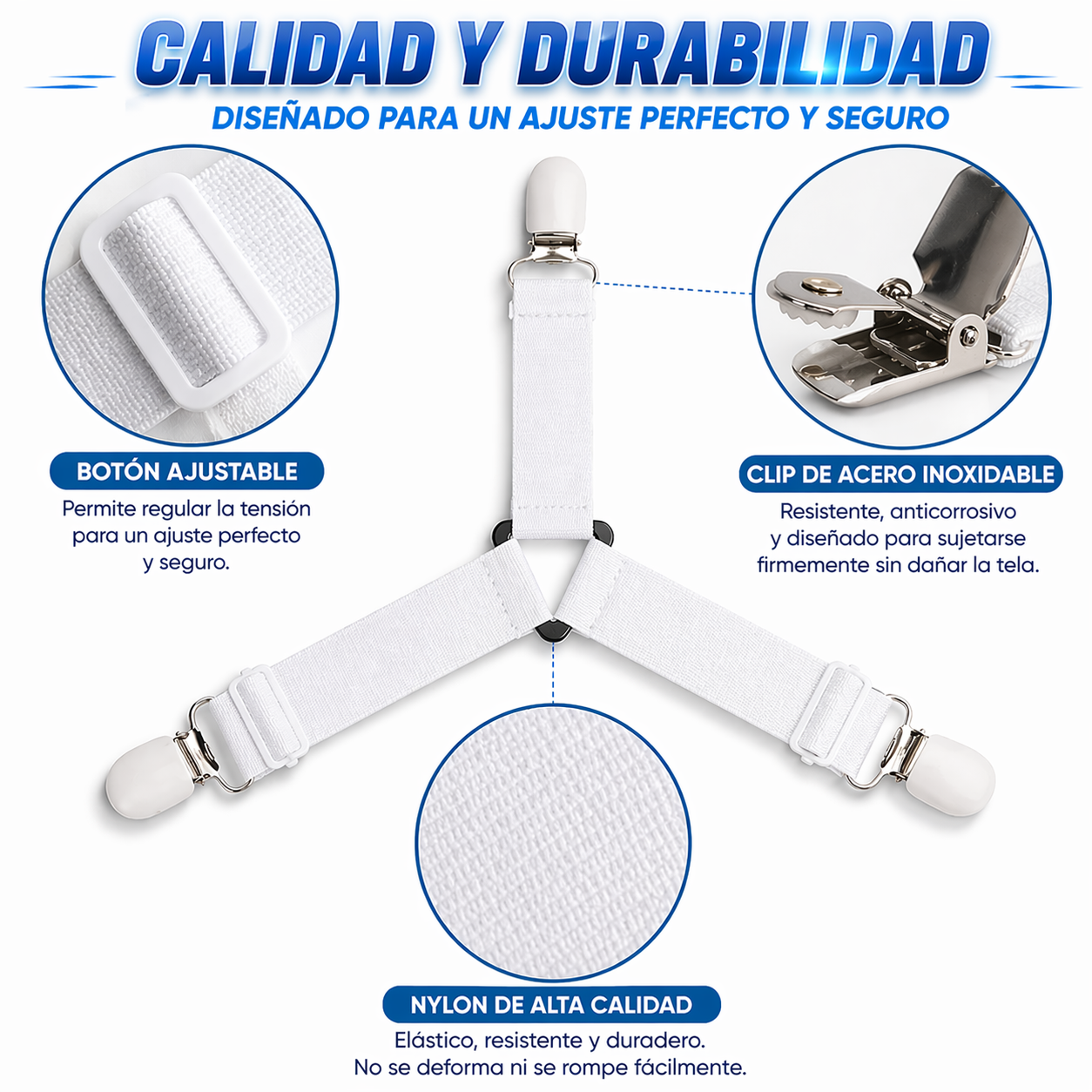 Pack de 4 Sujetadores de Sábanas Ajustables
