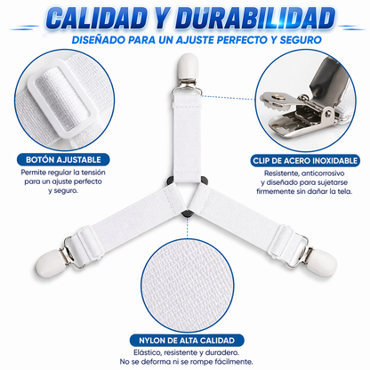 Pack de 4 Sujetadores de Sábanas Ajustables