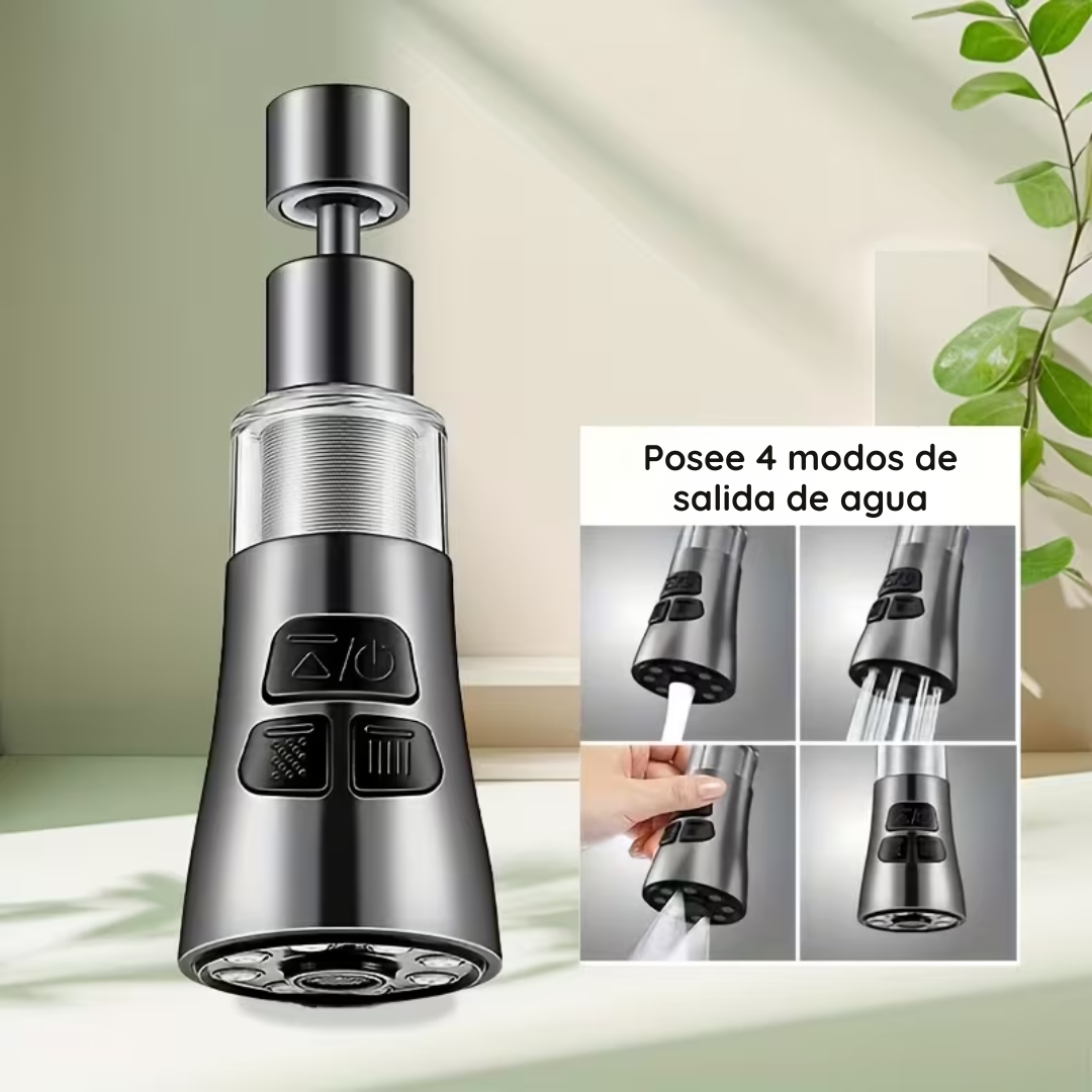 Adaptador para Grifos 360° Con Filtro Rociador - Aqua360 Pro