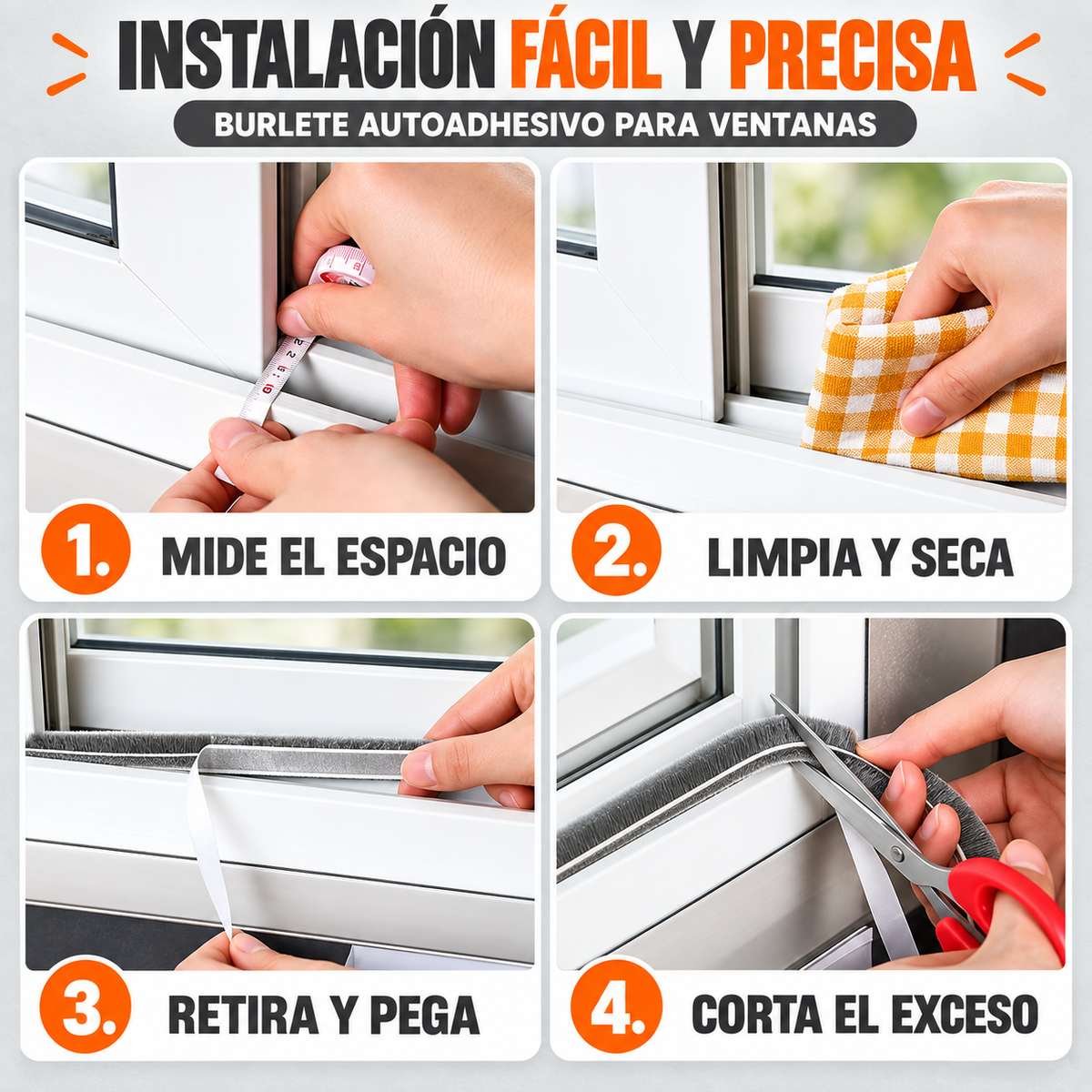 Tira Burlete Adhesivo Sellador Ventanas Puertas Adhesivo 10 Mt - ShieldFlex
