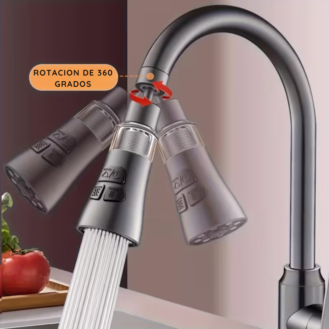 Adaptador para Grifos 360° Con Filtro Rociador - Aqua360 Pro
