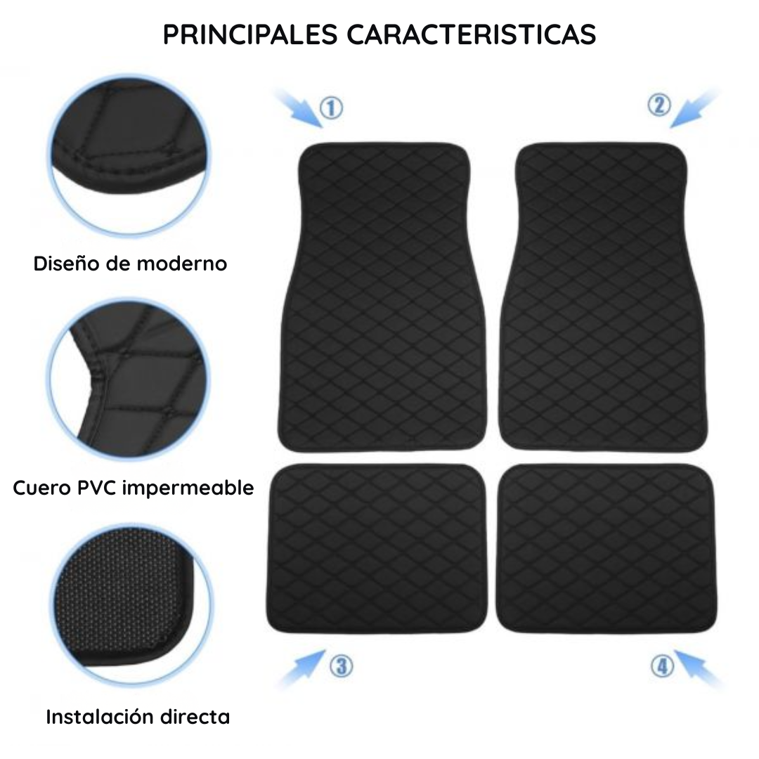 Juego De Tapetes Negros Universales 4 Pzas - CleanDrive Max