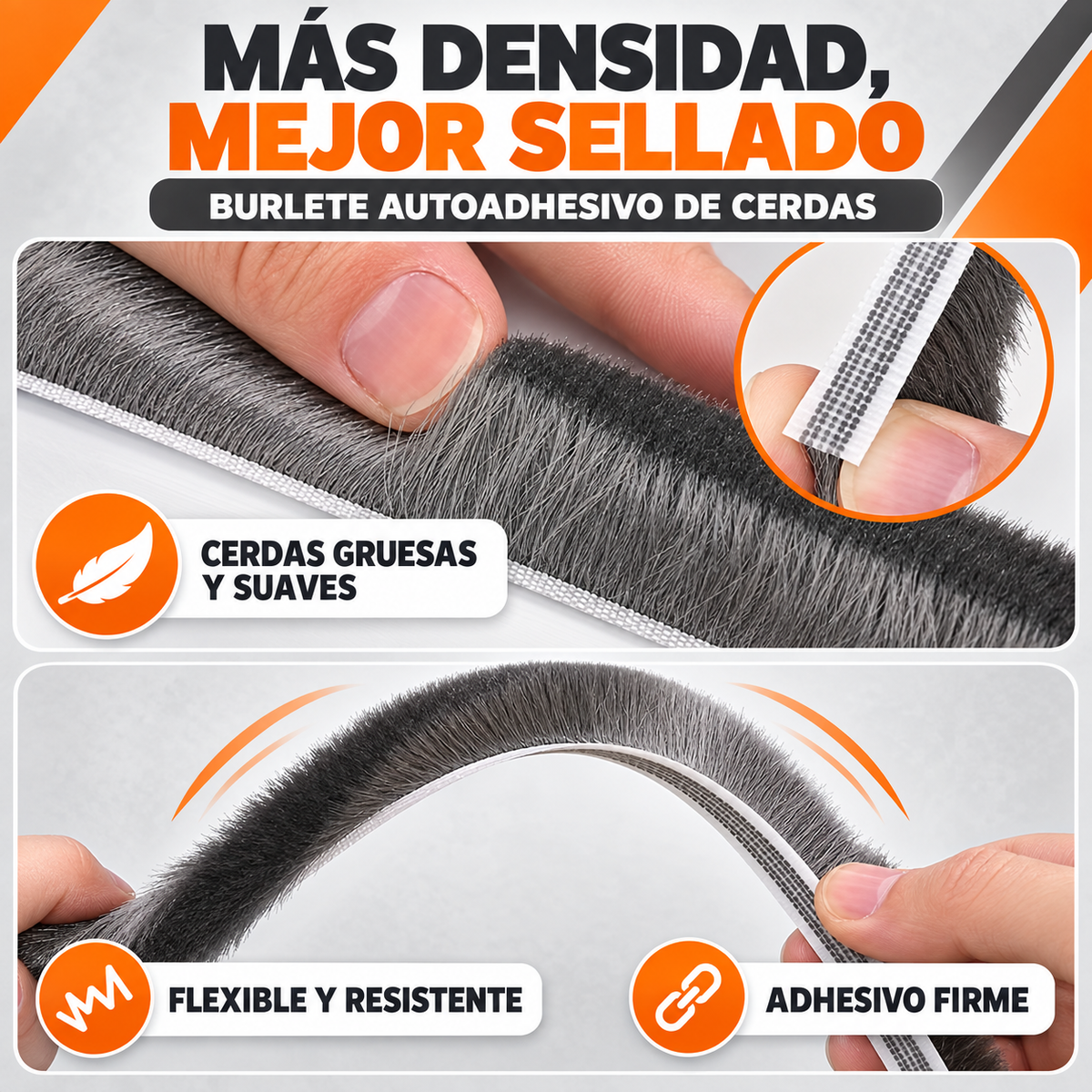 Tira Burlete Adhesivo Sellador Ventanas Puertas Adhesivo 10 Mt - ShieldFlex