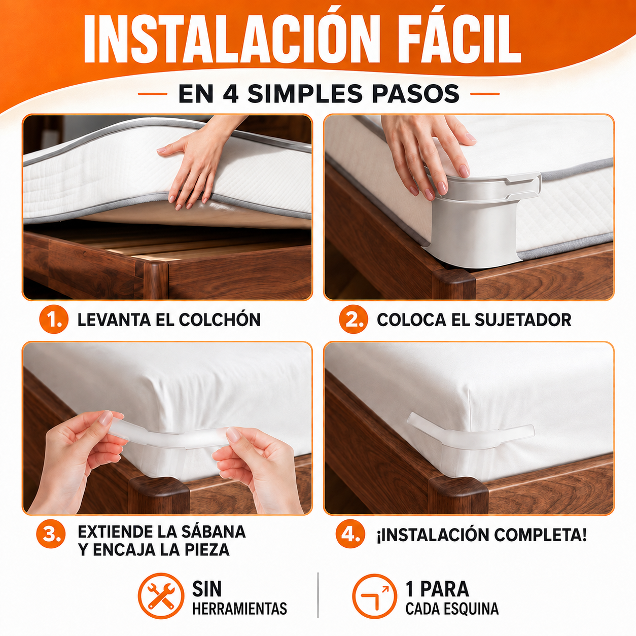 Sujetadores antideslizantes para Sabanas pack x 4 - LockBed