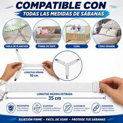 Pack de 4 Sujetadores de Sábanas Ajustables