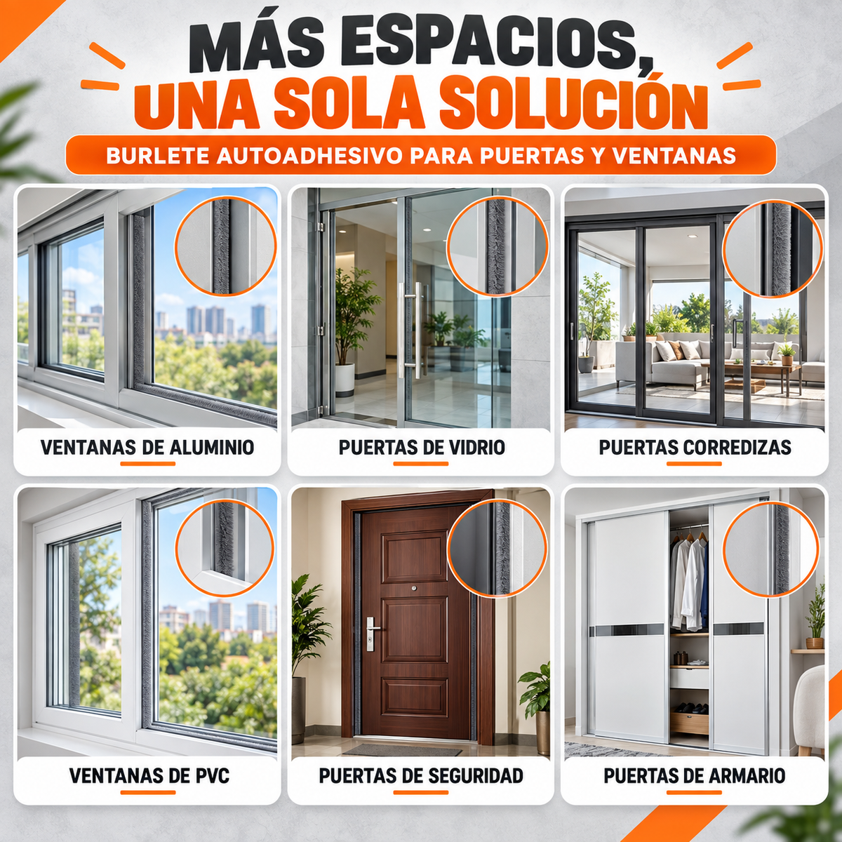 Tira Burlete Adhesivo Sellador Ventanas Puertas Adhesivo 10 Mt - ShieldFlex