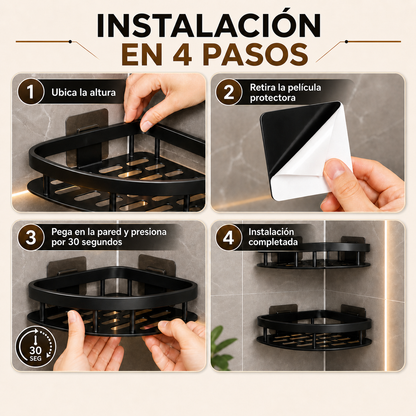 ESQUINERO ESTANTE ORGANIZADOR DE ACERO PARA BAÑO - 1 UNIDAD