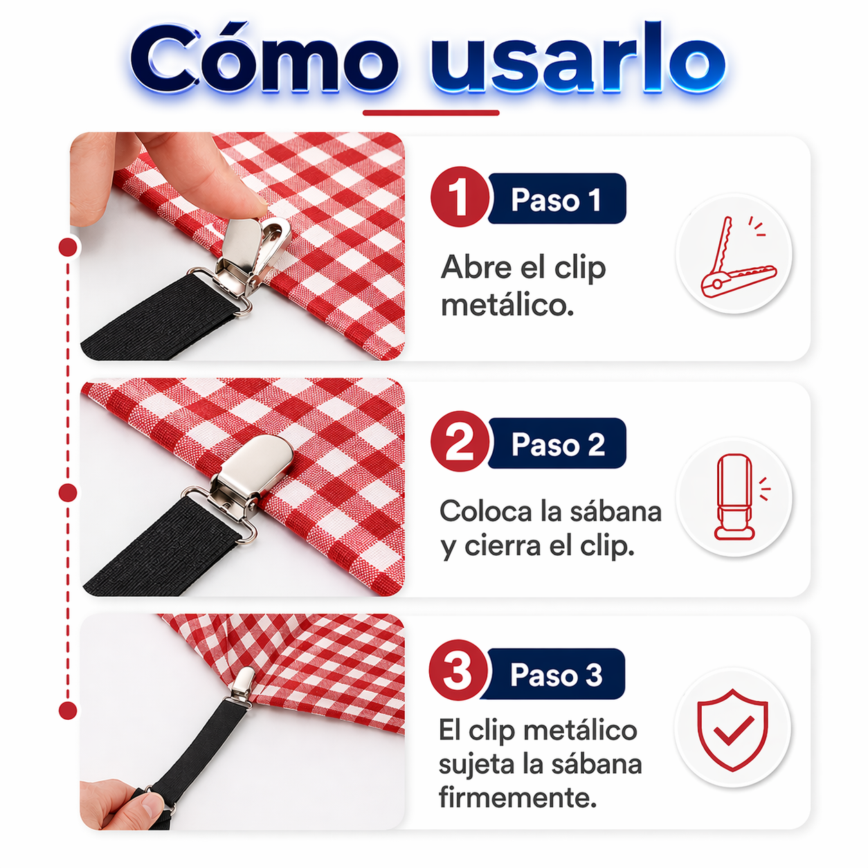 Pack de 4 Sujetadores de Sábanas Ajustables
