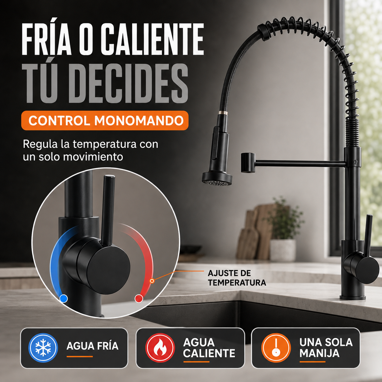 LLAVE DE COCINA MONOCOMANDO - MULTIGRIFO 360